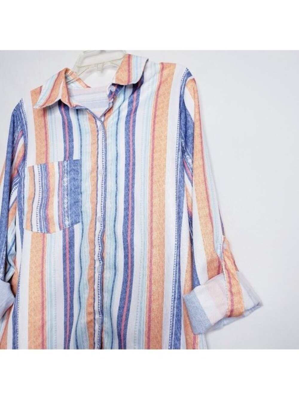 90s Vintage Style Southwestern Striped Button Down Shirt Top Women's Small - Picture 5 of 10